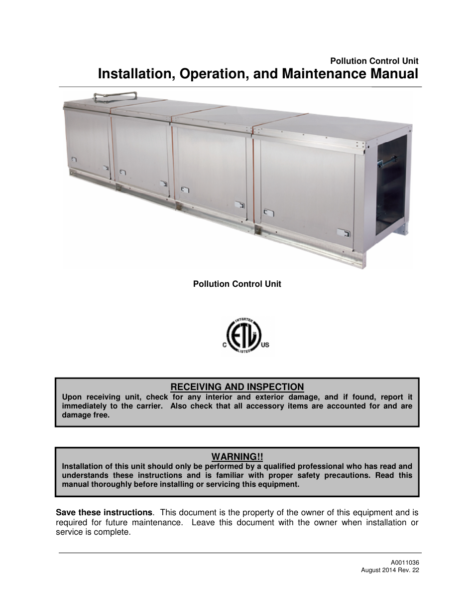 FloAire PCU Filtration User Manual | 24 pages