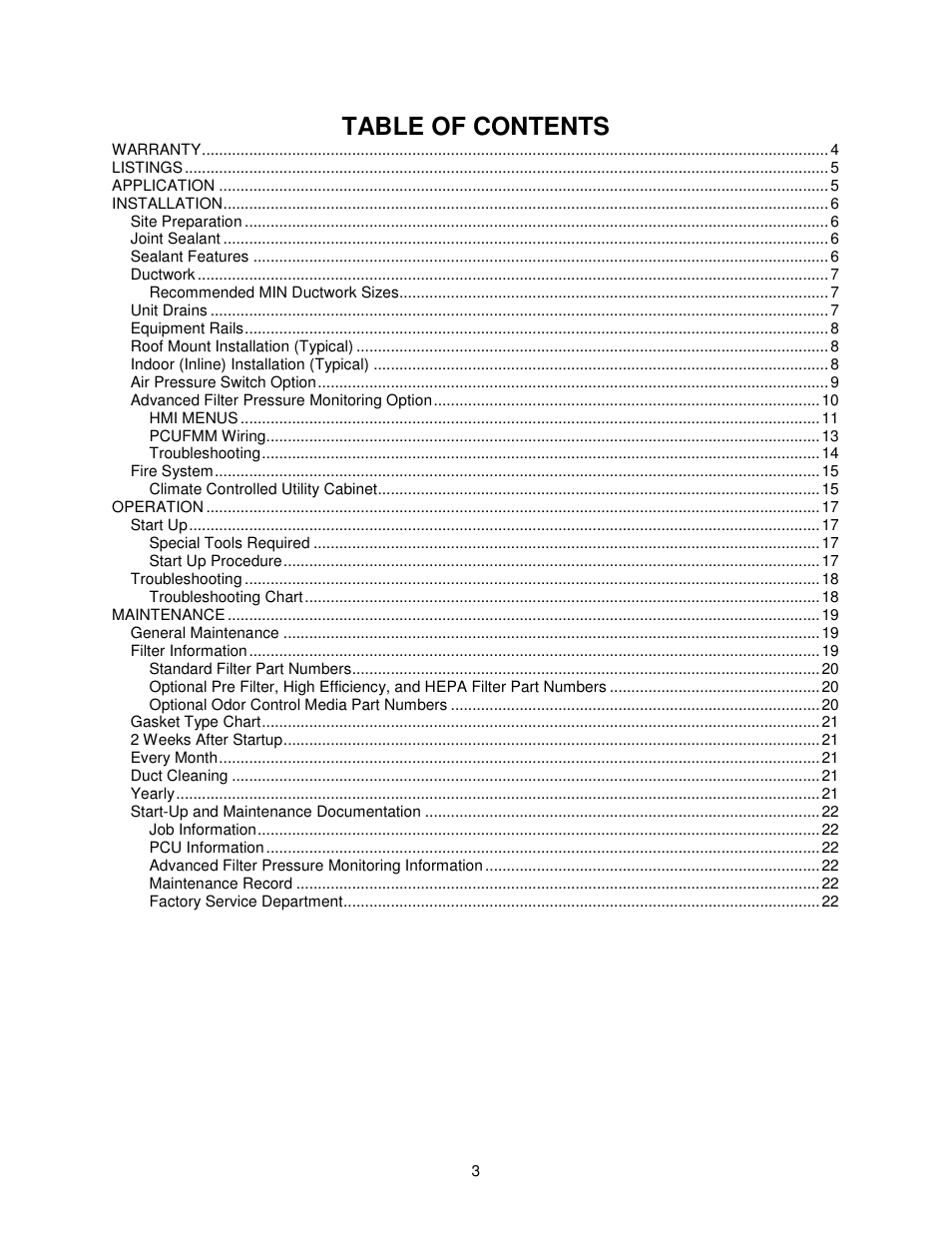 FloAire PCU Filtration User Manual | Page 3 / 24