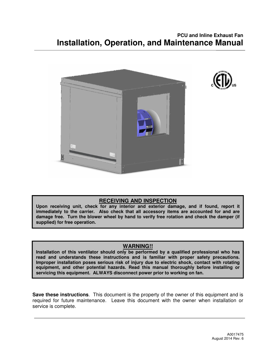 FloAire FKB-INLINE User Manual | 16 pages