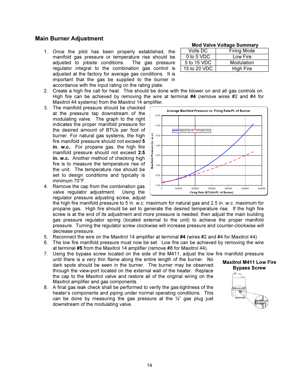 Main burner adjustment | FloAire Compact Direct Fired Heater User Manual | Page 14 / 32