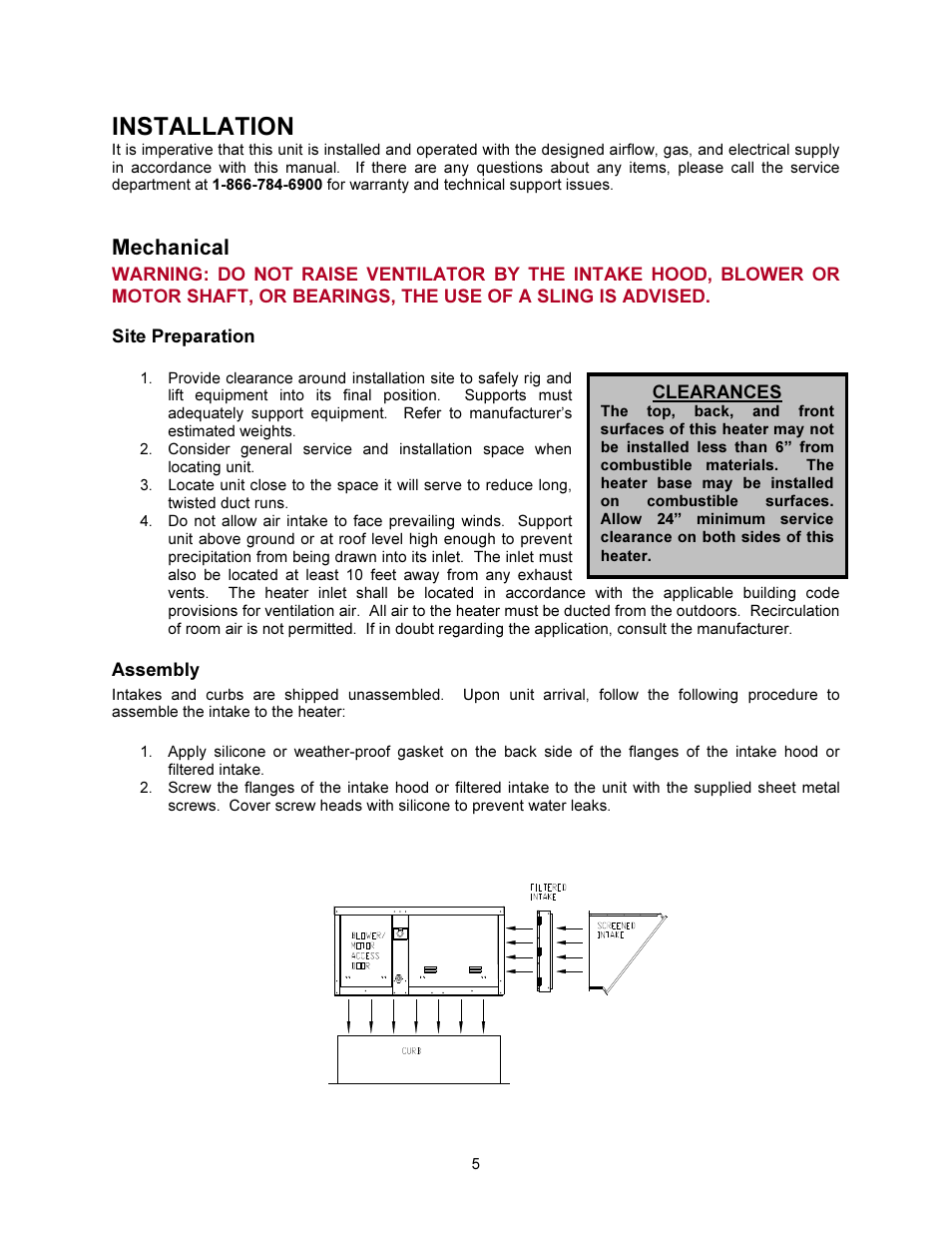 Installation, Mechanical | FloAire Compact Direct Fired Heater User Manual | Page 5 / 32