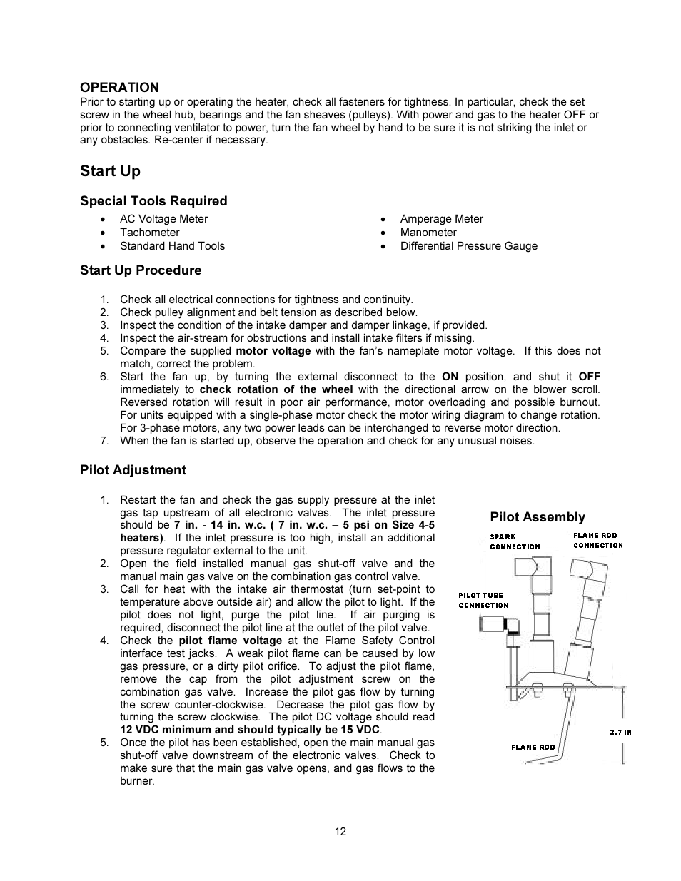 Start up | FloAire F-D Installation User Manual | Page 12 / 32