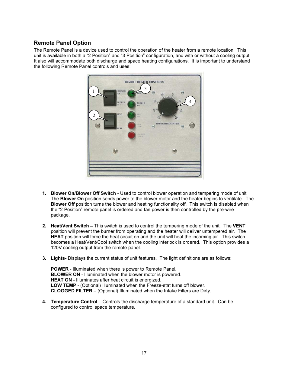 Remote panel option | FloAire STAGED ELECTRIC HEAT MODULE User Manual | Page 17 / 24