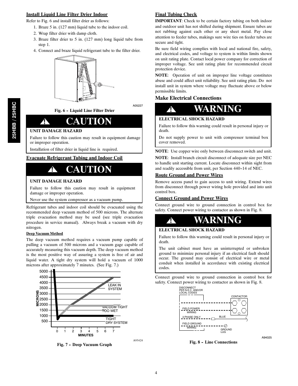 Caution, Warning, Make electrical connections | FloAire 25HBC User Manual | Page 4 / 10