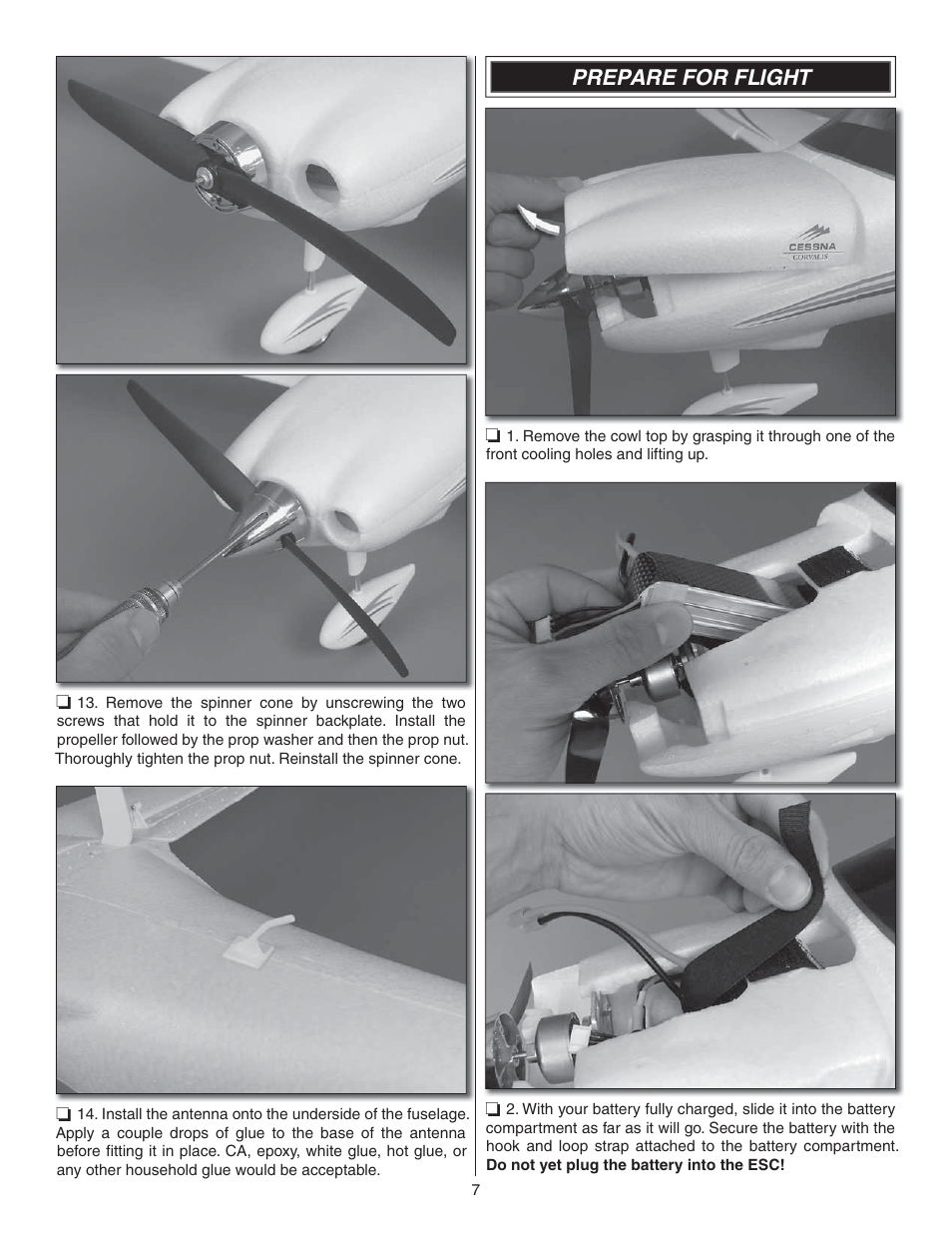 Prepare for flight | Flyzone FLZA4300 User Manual | Page 7 / 20
