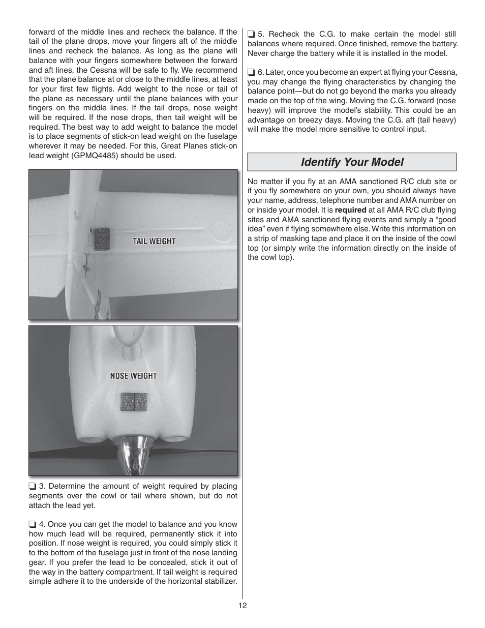 Identify your model | Flyzone FLZA4304 User Manual | Page 12 / 16