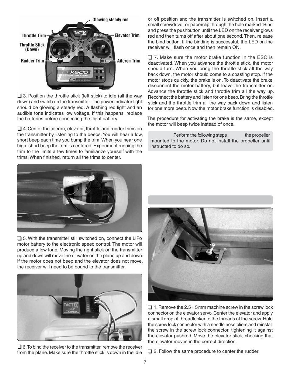 Adjust the control surfaces | Flyzone FLZA4314 User Manual | Page 7 / 20
