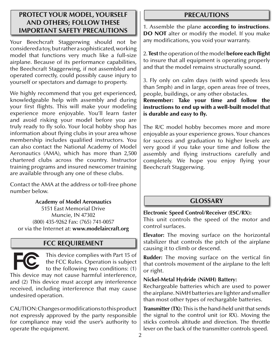 Flyzone HCAA27 User Manual | Page 2 / 16