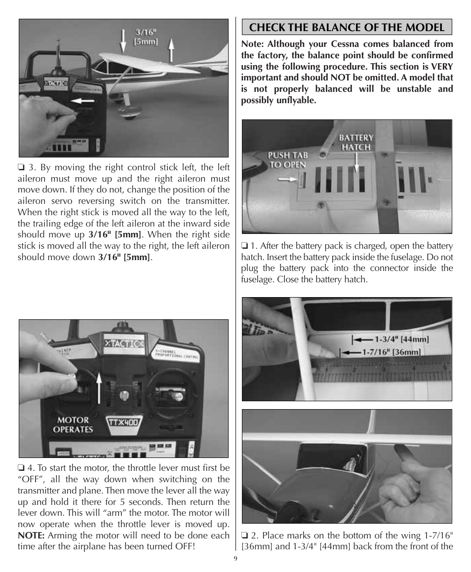 Check the balance of the model | Flyzone HCAA23 User Manual | Page 9 / 16