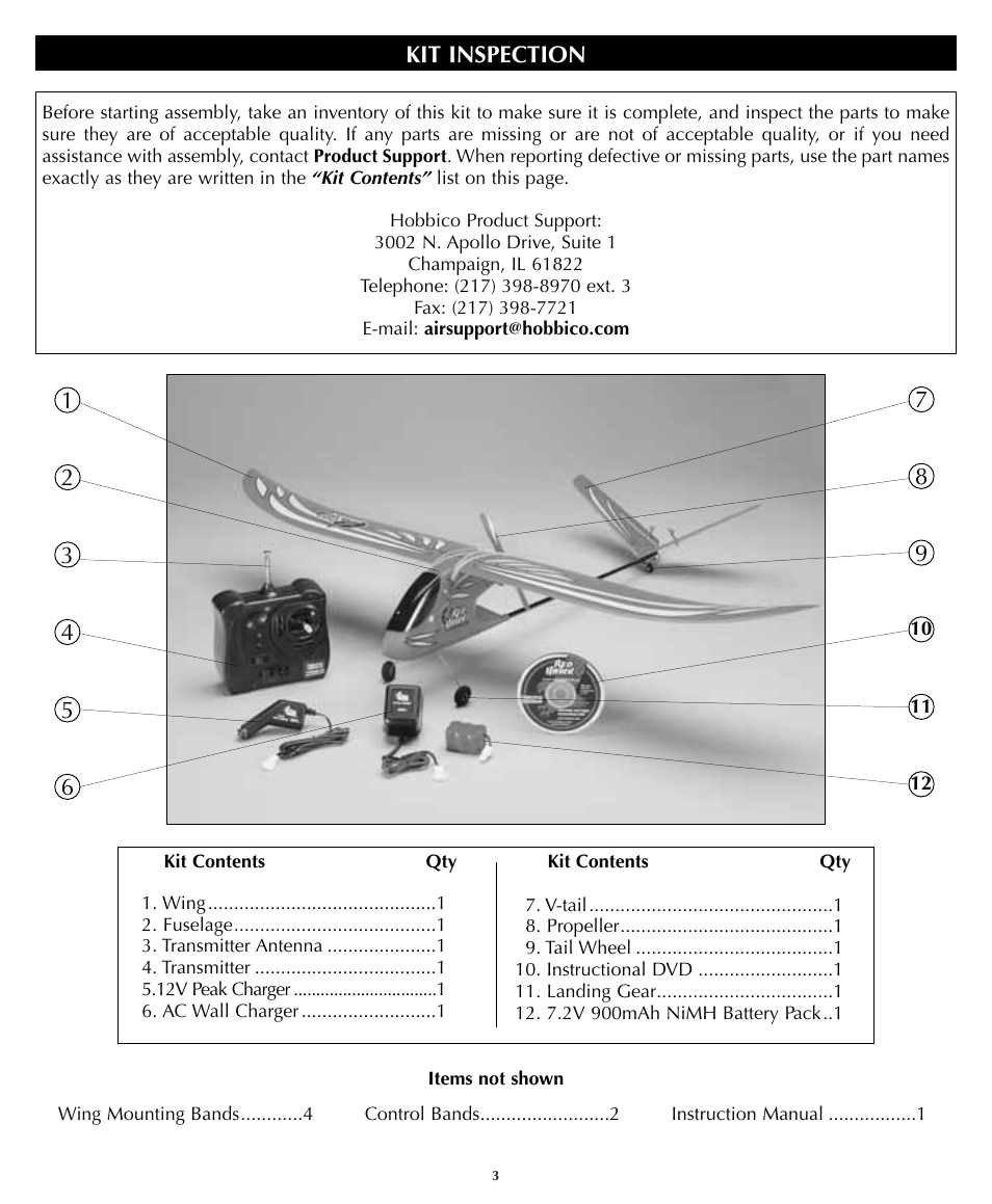 Kit inspection 1 3 2 4 | Flyzone HCAA1960 User Manual | Page 3 / 12