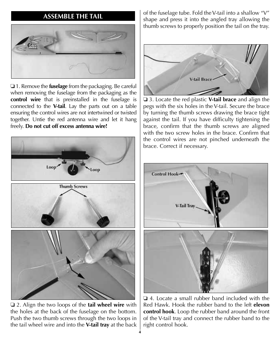 Assemble the tail | Flyzone HCAA1960 User Manual | Page 4 / 12