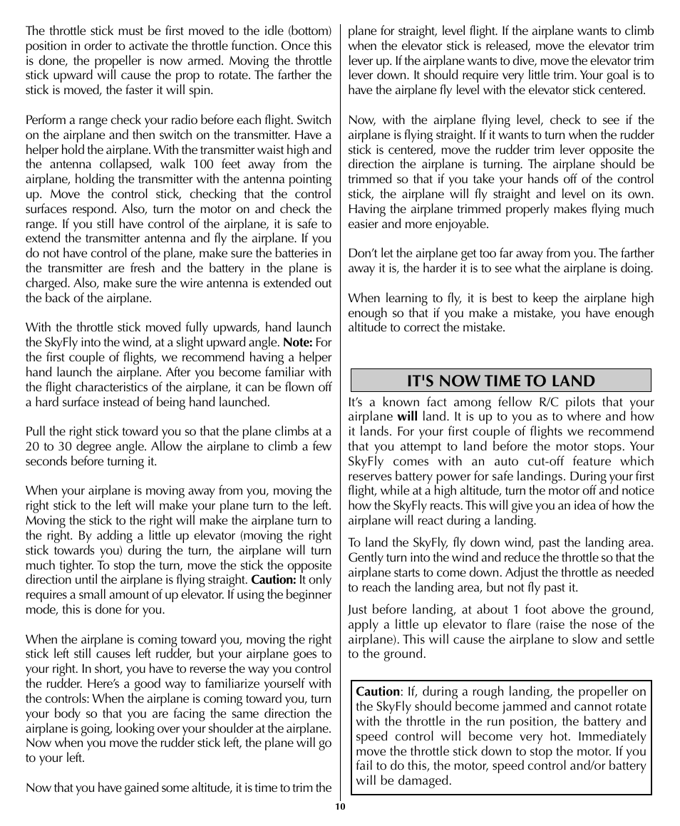 It's now time to land | Flyzone HCAA1961 User Manual | Page 10 / 12