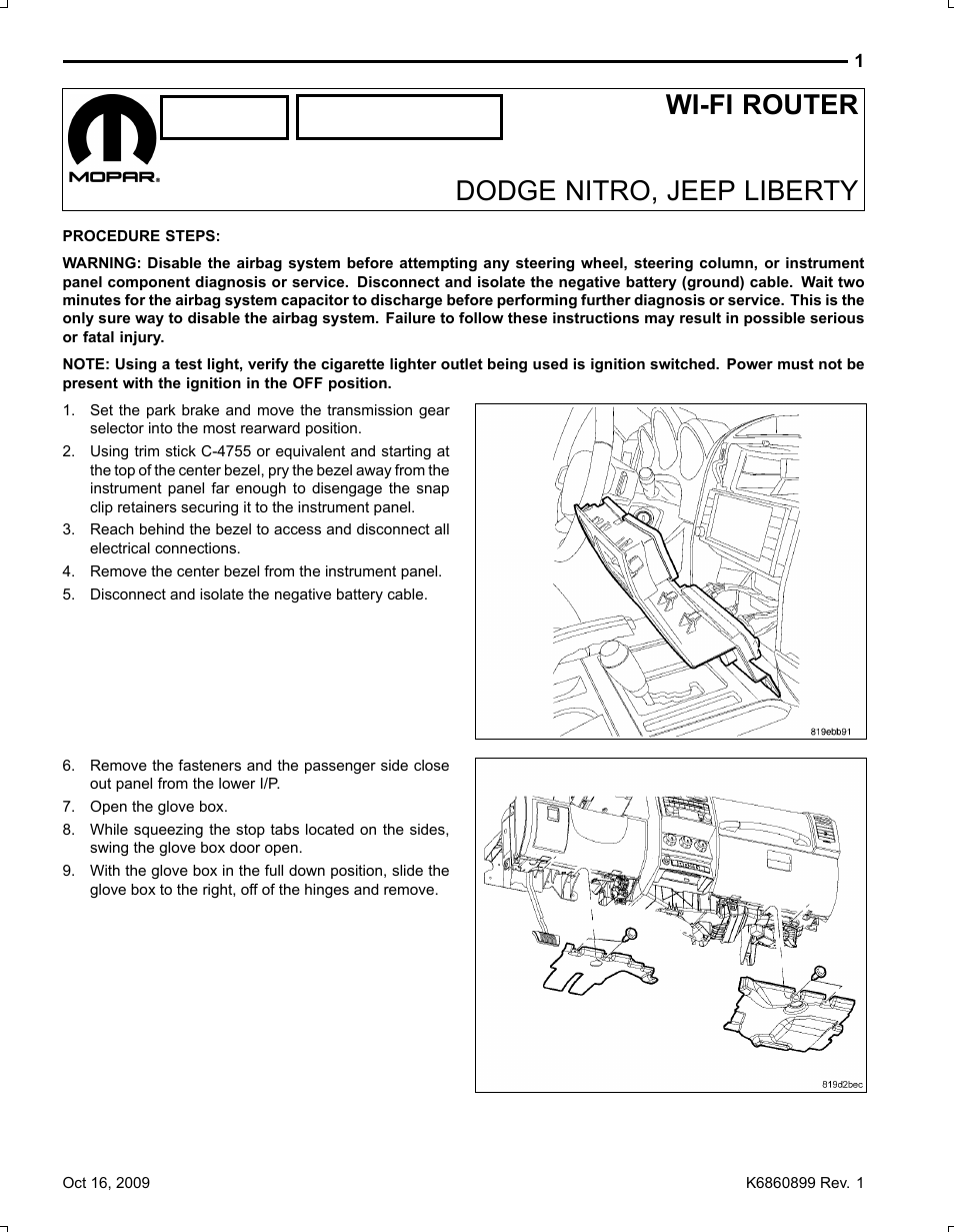 Nitro/liberty, Wi­fi router dodge nitro, jeep liberty | Mopar K6860899 User Manual | Page 74 / 121