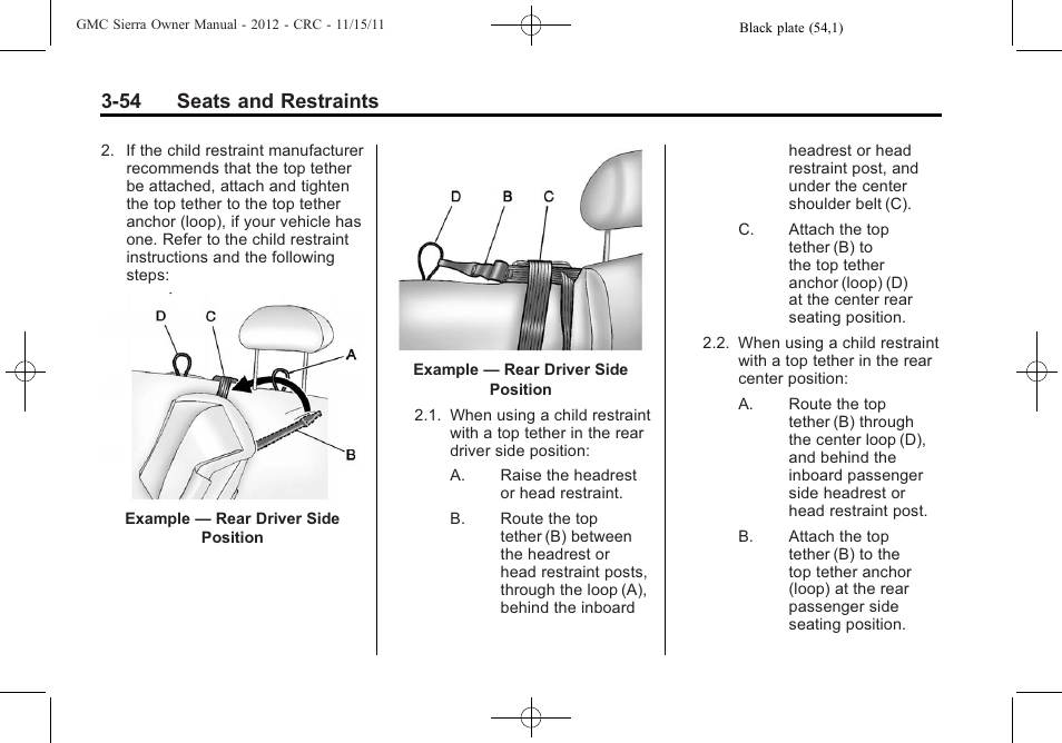 54 seats and restraints | GMC 2012 Sierra User Manual | Page 122 / 556