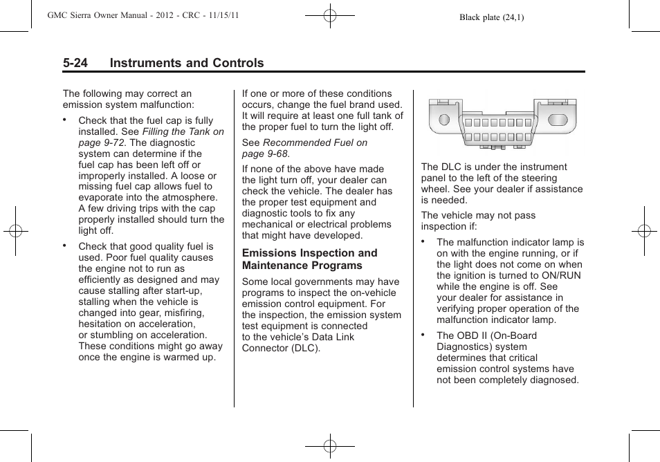 24 instruments and controls | GMC 2012 Sierra User Manual | Page 162 / 556