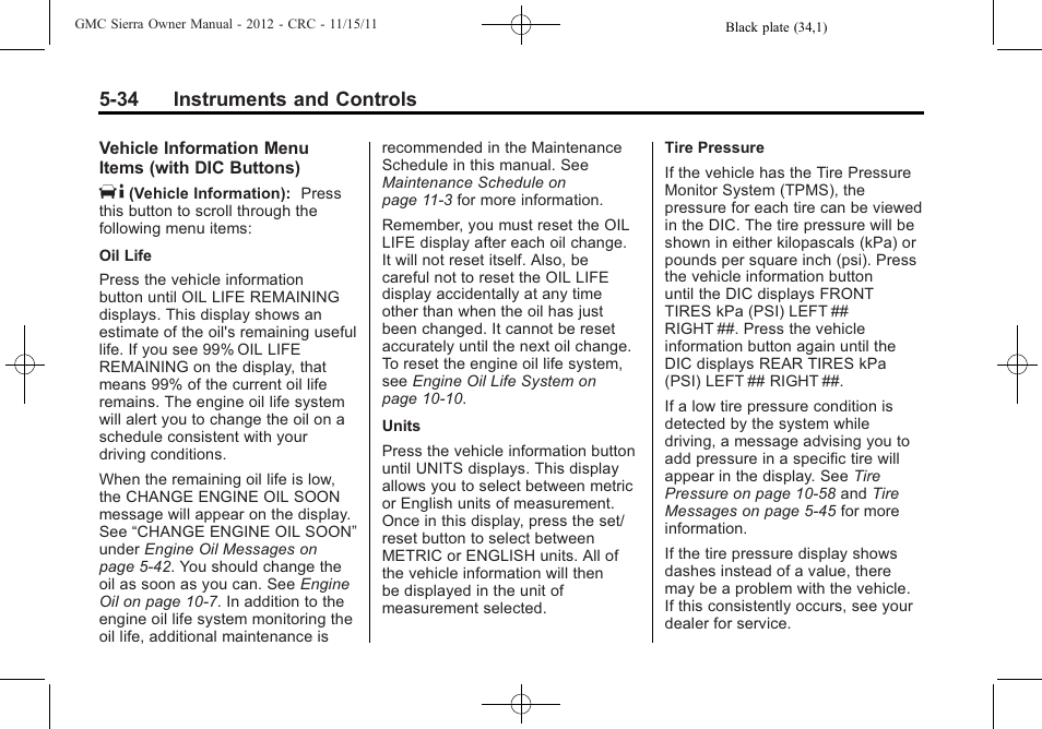 34 instruments and controls | GMC 2012 Sierra User Manual | Page 172 / 556