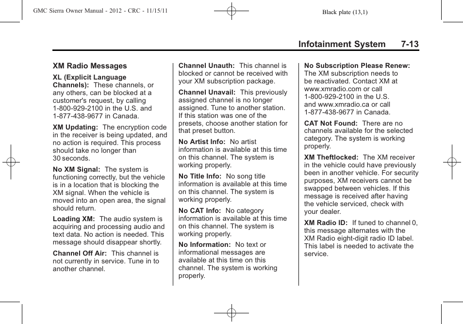 Infotainment system 7-13 | GMC 2012 Sierra User Manual | Page 223 / 556