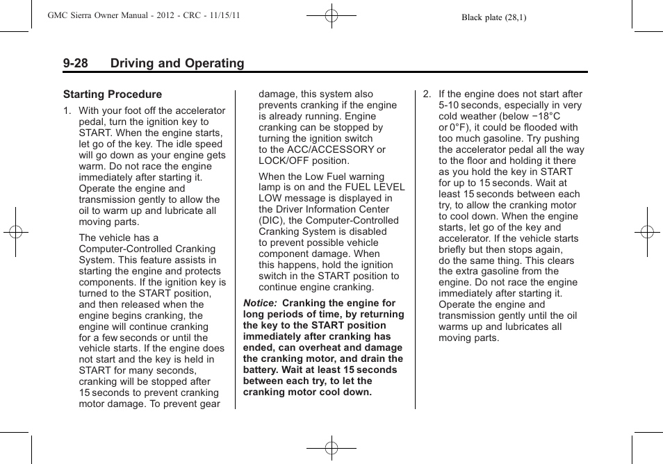 28 driving and operating | GMC 2012 Sierra User Manual | Page 304 / 556