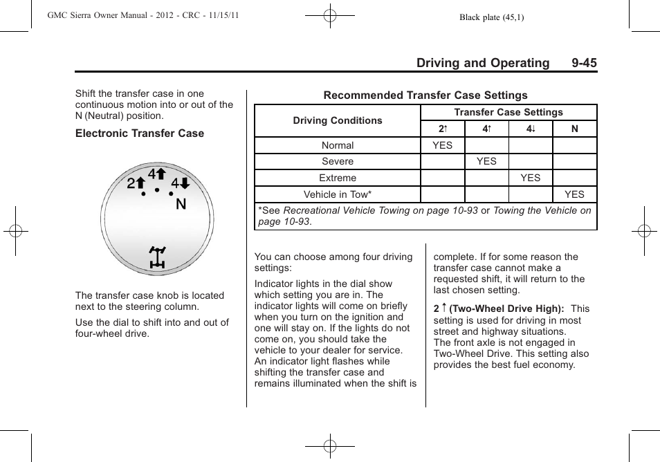 Driving and operating 9-45 | GMC 2012 Sierra User Manual | Page 321 / 556