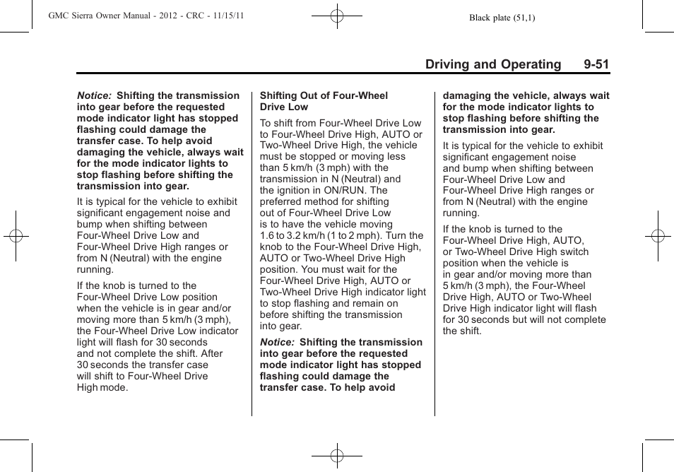 Driving and operating 9-51 | GMC 2012 Sierra User Manual | Page 327 / 556