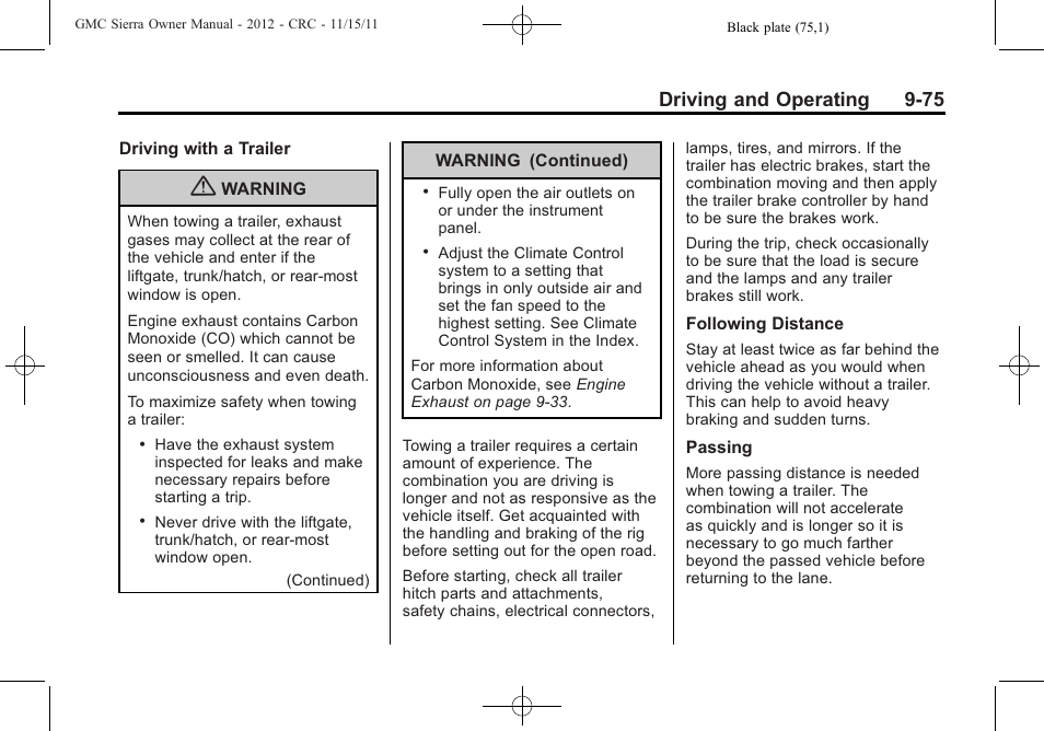 Driving and operating 9-75 | GMC 2012 Sierra User Manual | Page 351 / 556