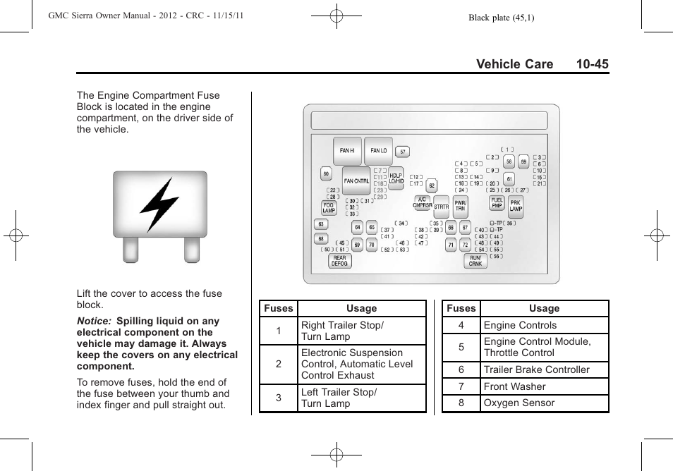 Vehicle care 10-45 | GMC 2012 Sierra User Manual | Page 431 / 556