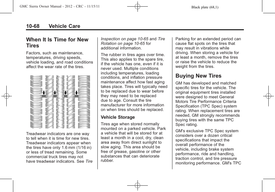 When it is time for new tires, Buying new tires, When it is time for new | Tires -68, Buying new tires -68, Appearance | GMC 2012 Sierra User Manual | Page 454 / 556