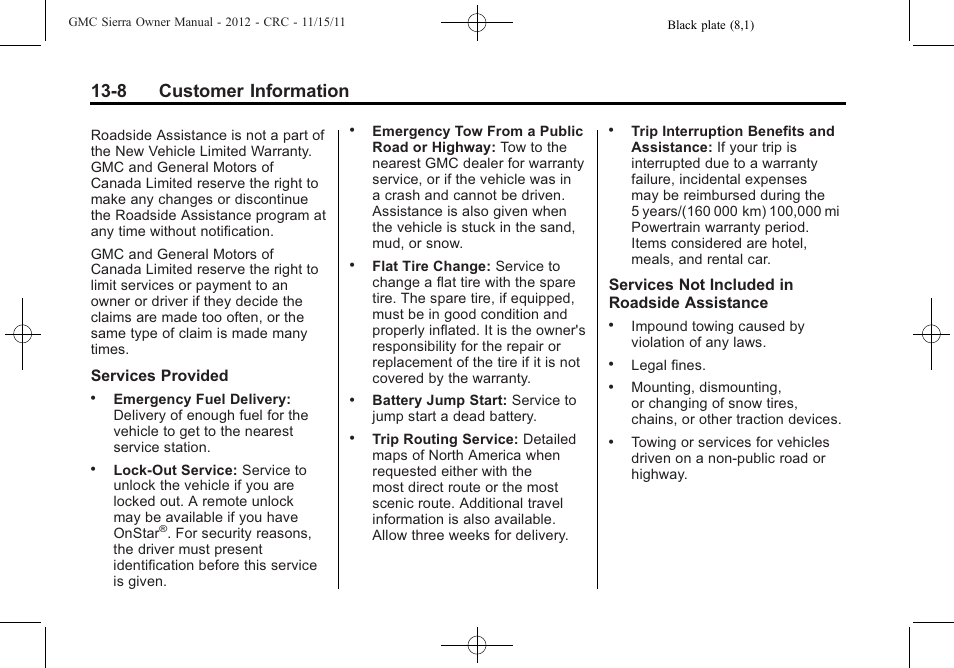 8 customer information | GMC 2012 Sierra User Manual | Page 522 / 556