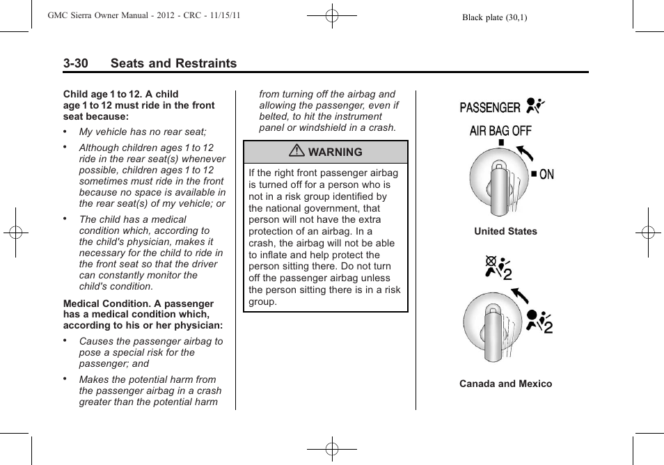 30 seats and restraints | GMC 2012 Sierra User Manual | Page 98 / 556