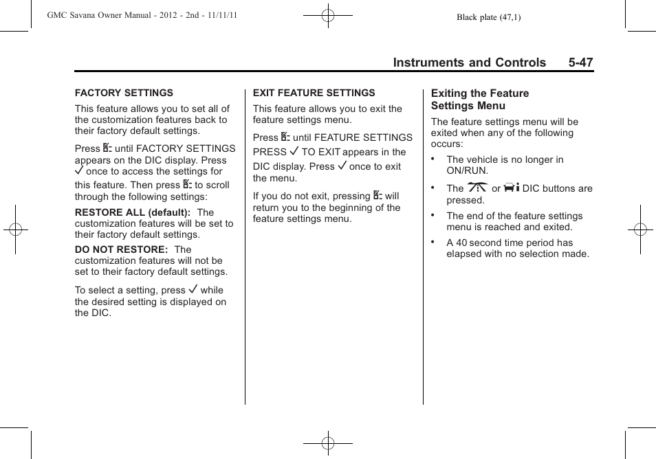 GMC 2012 Savana User Manual | Page 161 / 424