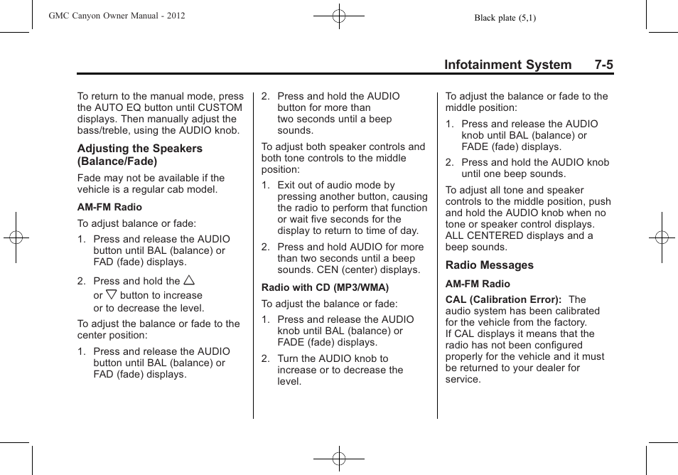 Infotainment system 7-5 | GMC 2012 Canyon User Manual | Page 147 / 386