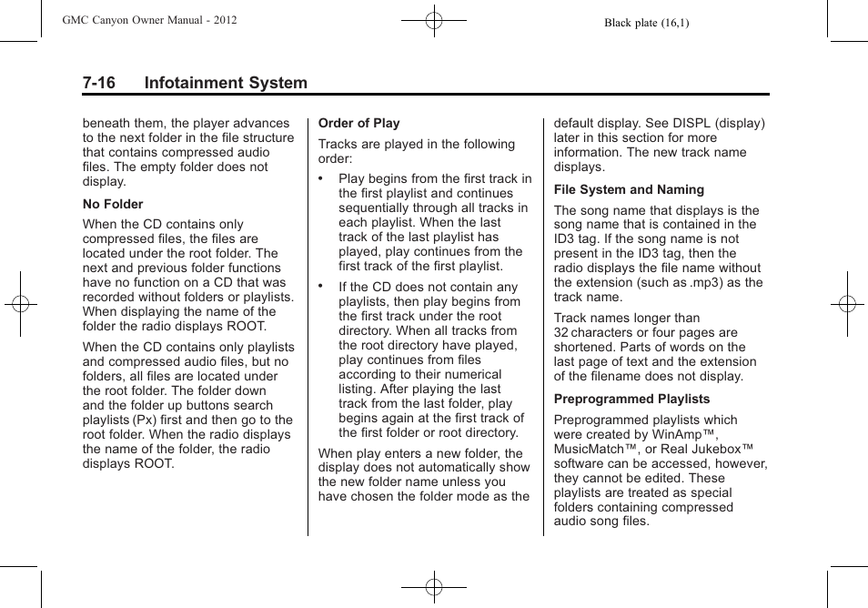 16 infotainment system | GMC 2012 Canyon User Manual | Page 158 / 386