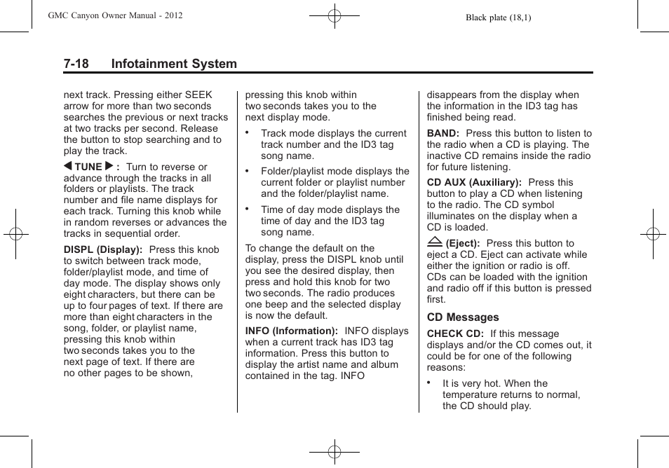 18 infotainment system | GMC 2012 Canyon User Manual | Page 160 / 386