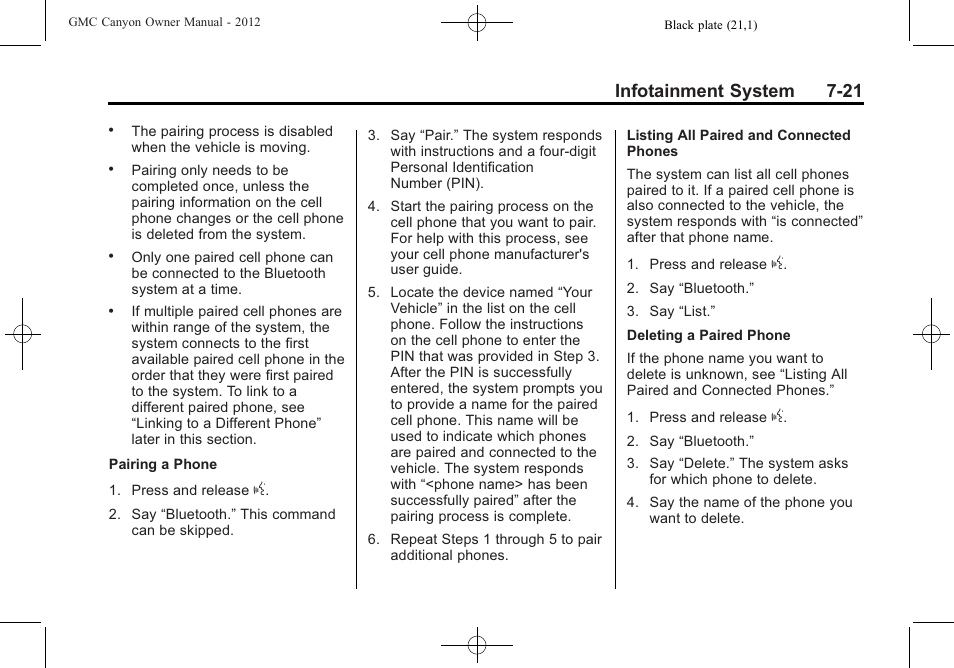 Infotainment system 7-21 | GMC 2012 Canyon User Manual | Page 163 / 386