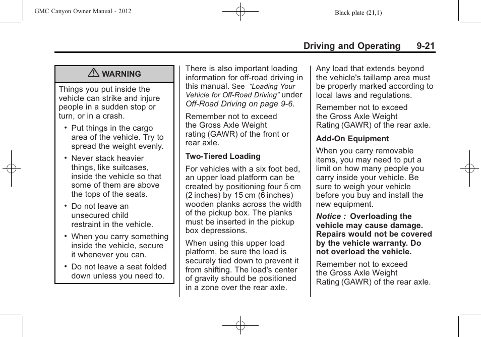 Driving and operating 9-21 | GMC 2012 Canyon User Manual | Page 193 / 386