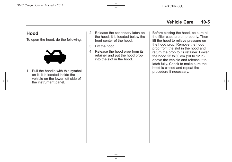 Hood, Hood -5 | GMC 2012 Canyon User Manual | Page 241 / 386