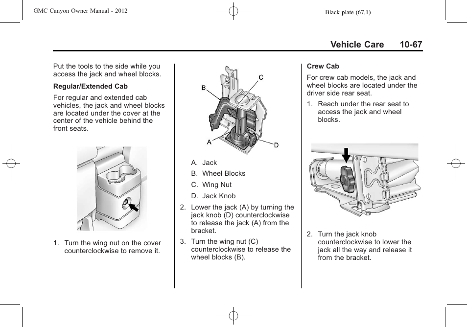 Vehicle care 10-67 | GMC 2012 Canyon User Manual | Page 303 / 386