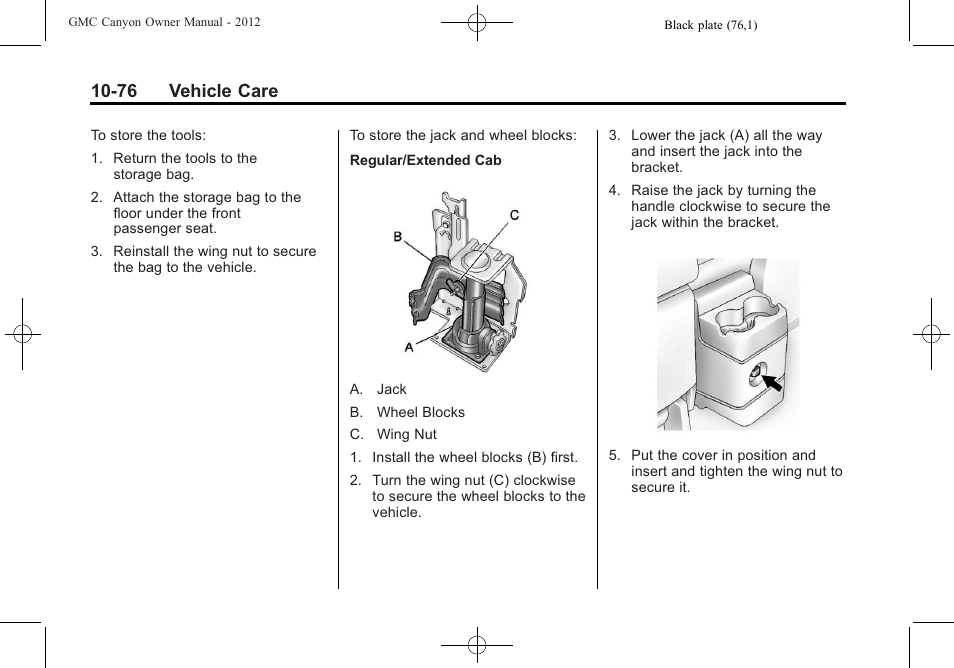 76 vehicle care | GMC 2012 Canyon User Manual | Page 312 / 386