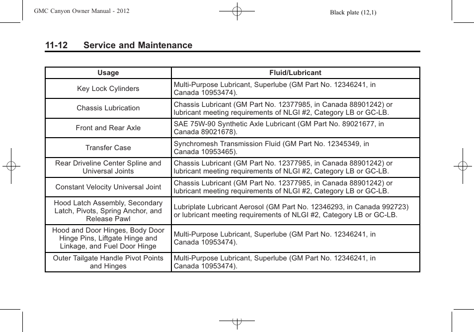 12 service and maintenance | GMC 2012 Canyon User Manual | Page 344 / 386