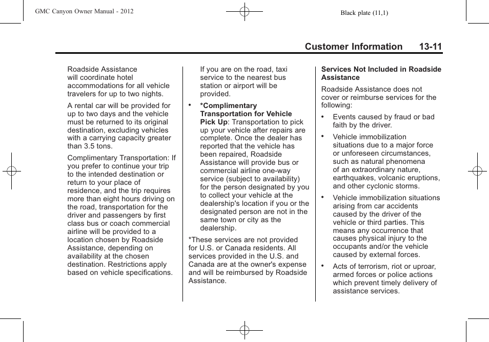 Customer information 13-11 | GMC 2012 Canyon User Manual | Page 365 / 386