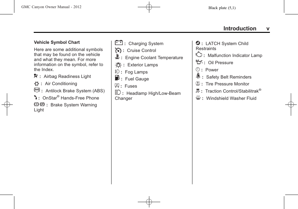GMC 2012 Canyon User Manual | Page 5 / 386
