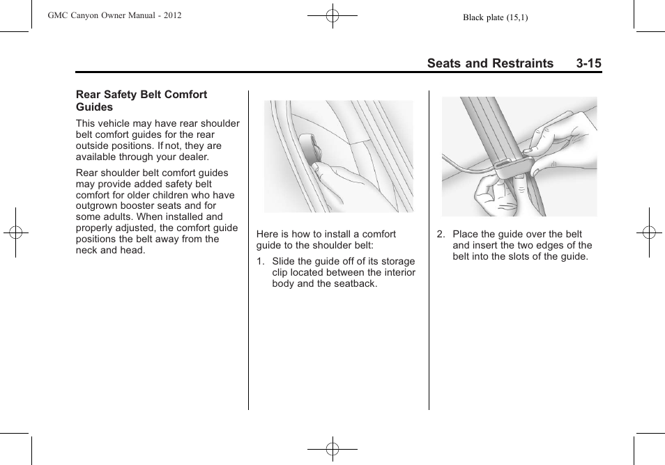 Seats and restraints 3-15 | GMC 2012 Canyon User Manual | Page 59 / 386
