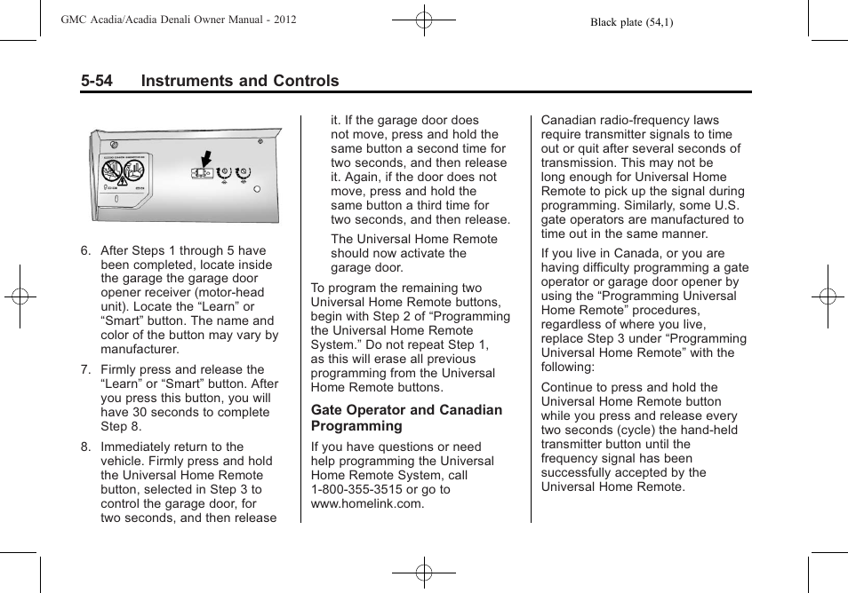 54 instruments and controls | GMC 2012 Acadia User Manual | Page 170 / 456
