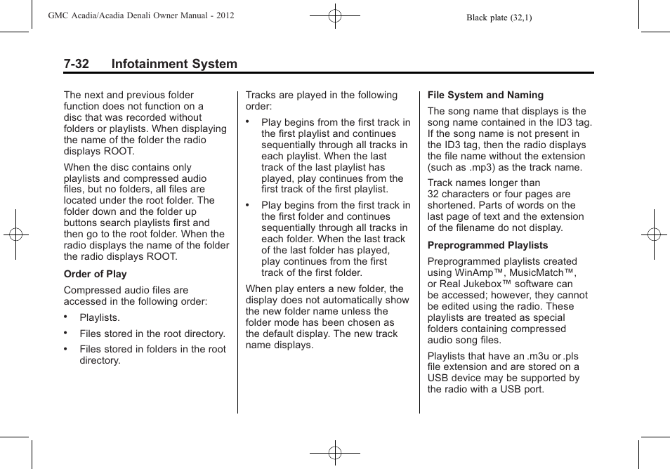 32 infotainment system | GMC 2012 Acadia User Manual | Page 212 / 456
