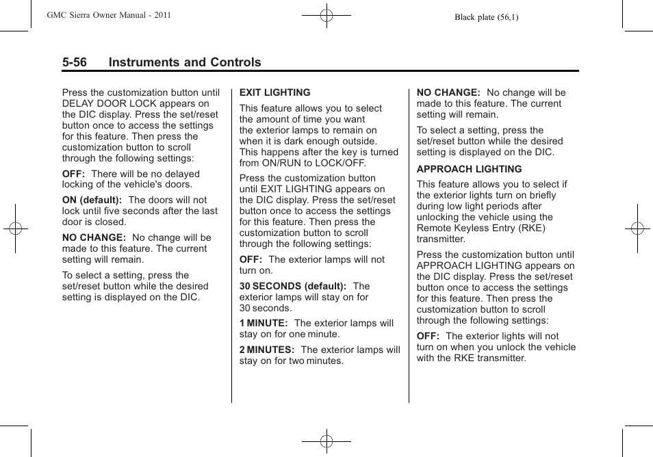 56 instruments and controls | GMC 2011 Sierra User Manual | Page 204 / 594