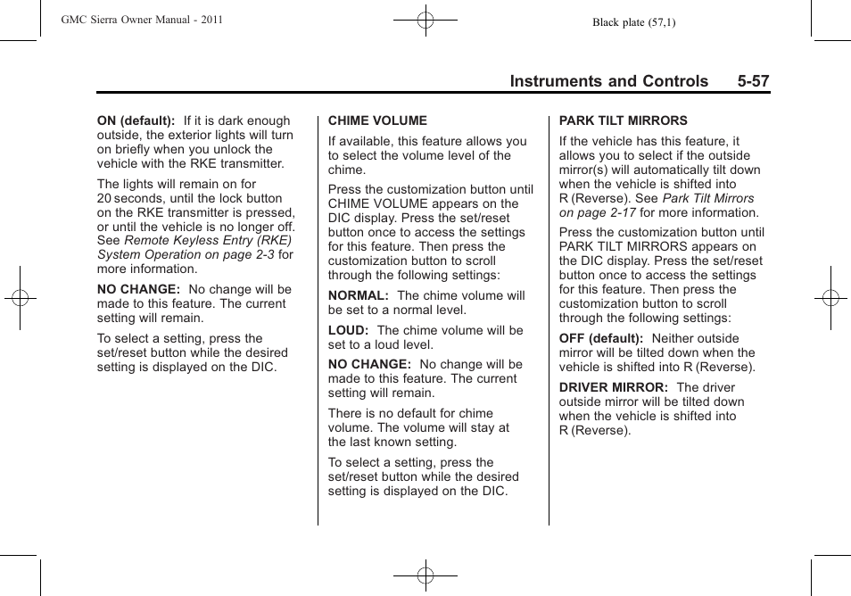 Instruments and controls 5-57 | GMC 2011 Sierra User Manual | Page 205 / 594