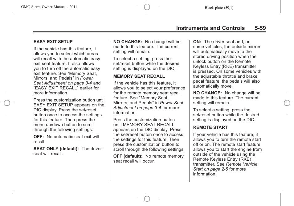 Instruments and controls 5-59 | GMC 2011 Sierra User Manual | Page 207 / 594