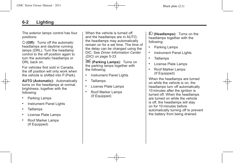 2 lighting | GMC 2011 Sierra User Manual | Page 218 / 594