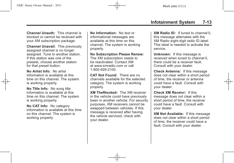 Infotainment system 7-13 | GMC 2011 Sierra User Manual | Page 239 / 594