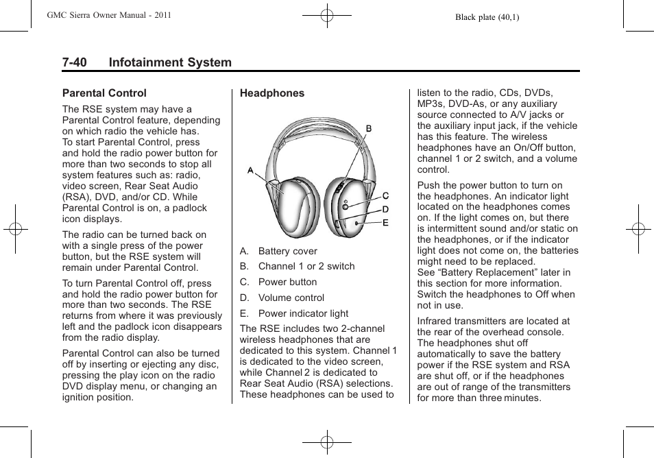 40 infotainment system | GMC 2011 Sierra User Manual | Page 266 / 594